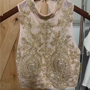 City Triangles Pink and Gold Embroidered Blouse